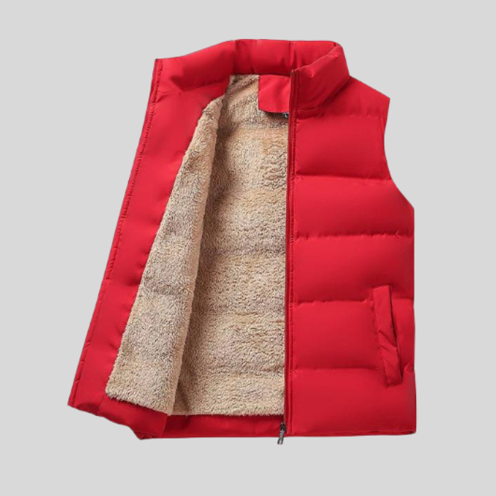 Lune London | Sleeveless Down Jacket with Zipper and Faux Fur Lining