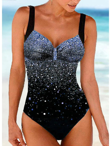 Amarae | Swimsuit with shoulder strap and sequin print with gradient color