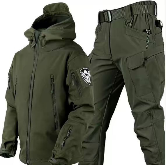 Amarae Men's Outdoor Set with Hooded Jacket and Cargo Pants