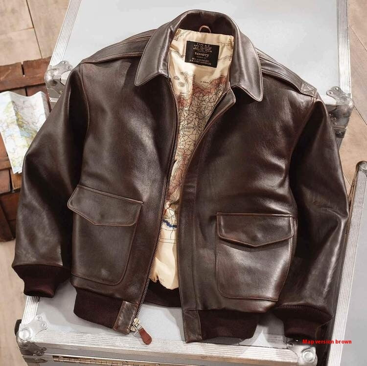 Chic Und Stil | Retro Oversized Us Air Force Fur-Look Leather Coat