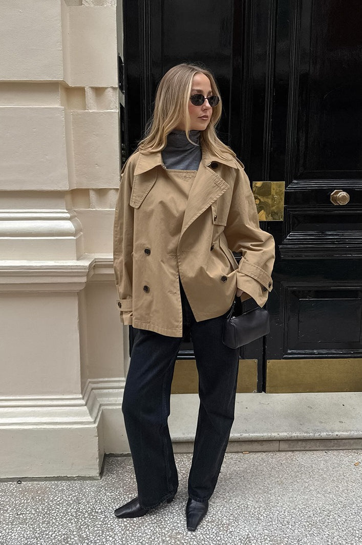 Amarae | Khaki Trench Collar Jacket