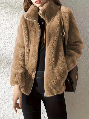 Amarae | Teddy Jacket - Oversized Fit - Soft Fleece - High Collar with Zipper