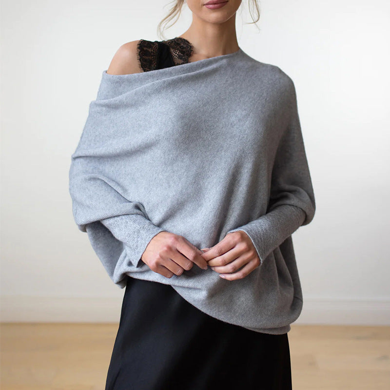 Lune London | Cozy oversized knit sweater with a Carmen neckline