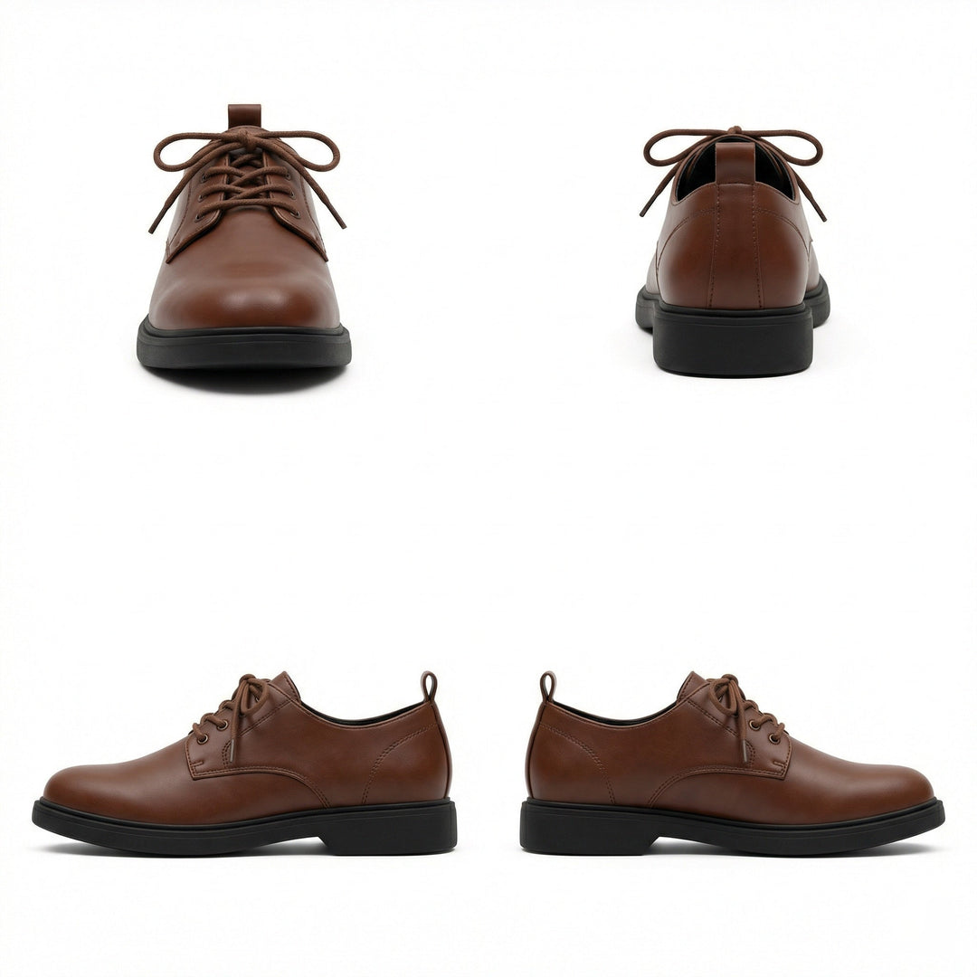 Men's Elegant Leather Lace-Up Shoes with Non-Slip Sole