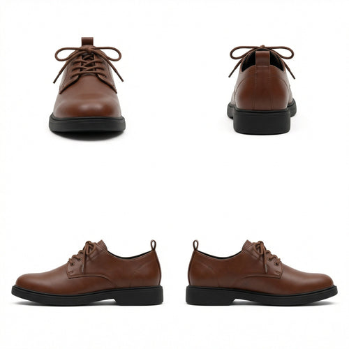 Men's Elegant Leather Lace-Up Shoes with Non-Slip Sole