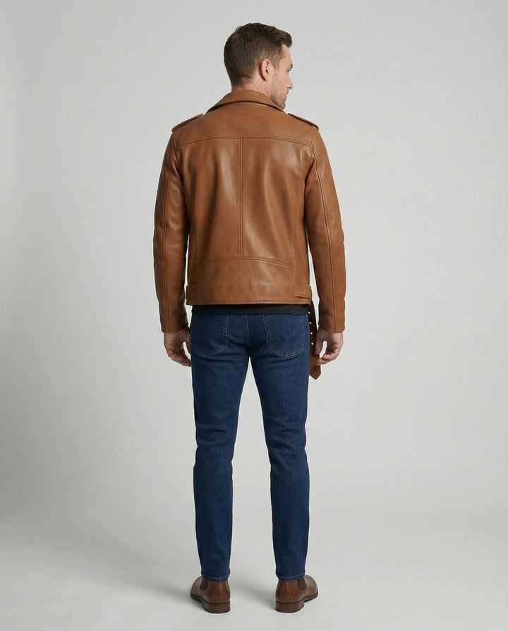 Men's Biker Jacket Faux Leather Fitted