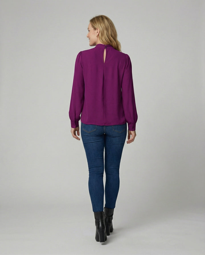 Ladies elegant blouse with stand-up collar