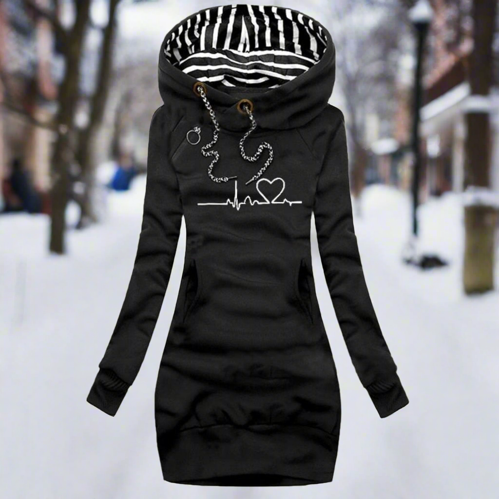 Lune London | Sweatshirt dress - Long sleeve with hood - Kangaroo pocket - Casual comfort