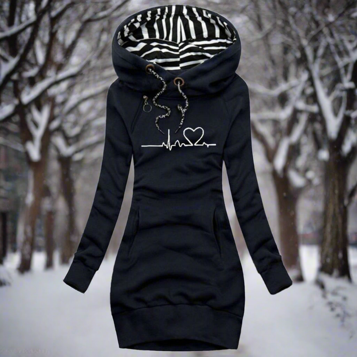 Lune London | Sweatshirt dress - Long sleeve with hood - Kangaroo pocket - Casual comfort