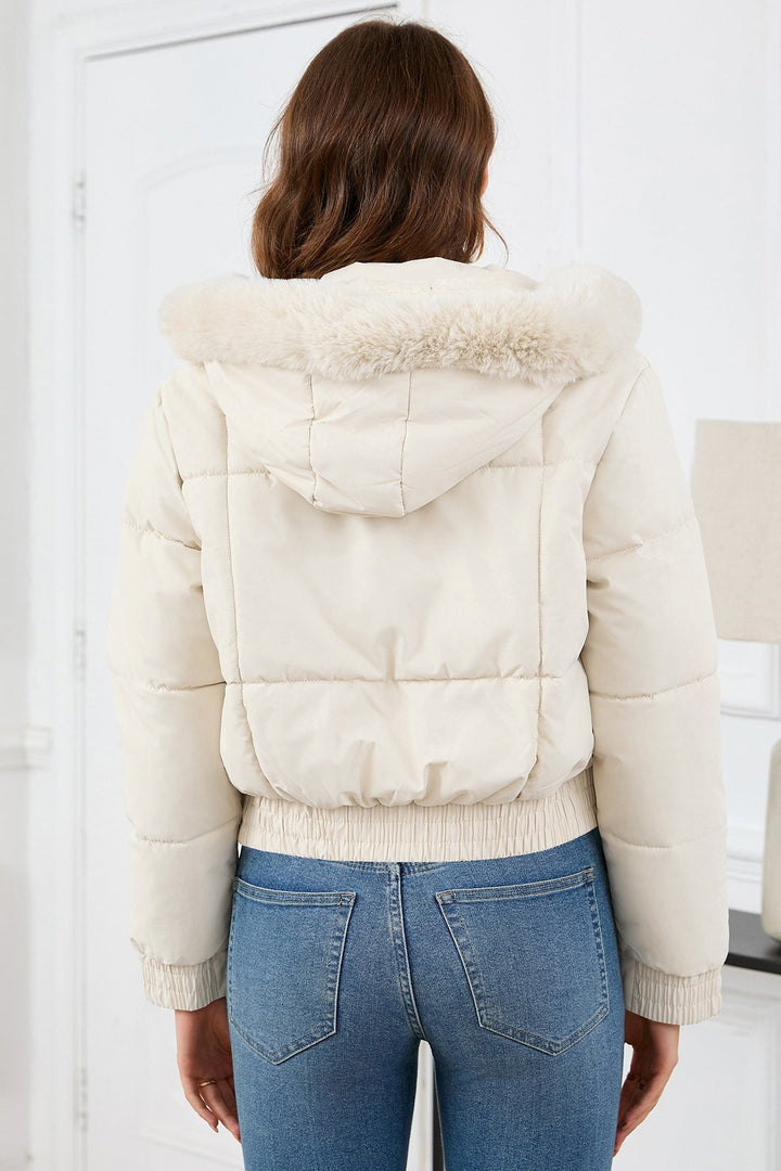 Amarae | High Waist Faux Fur Hooded Puffer Jacket