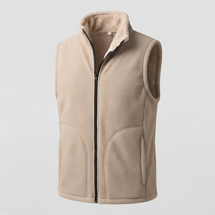 Men's Warm Thermal Fleece Vest with Sherpa Inner Lining, Stand Collar and Hidden Side Pockets Amarae