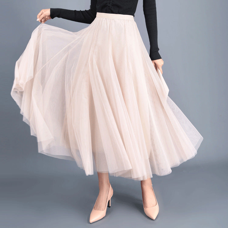 Chic Und Stil | Long Soft Tulle Skirt with High Waist and Slim Fit
