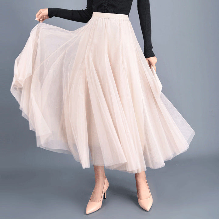 Chic Und Stil | Long Soft Tulle Skirt with High Waist and Slim Fit