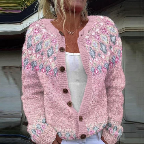 Amarae | Knit cardigan with pattern Stylish buttons Warm and Cozy