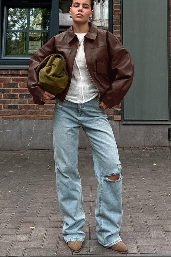 Amarae | Brown Leather Jacket