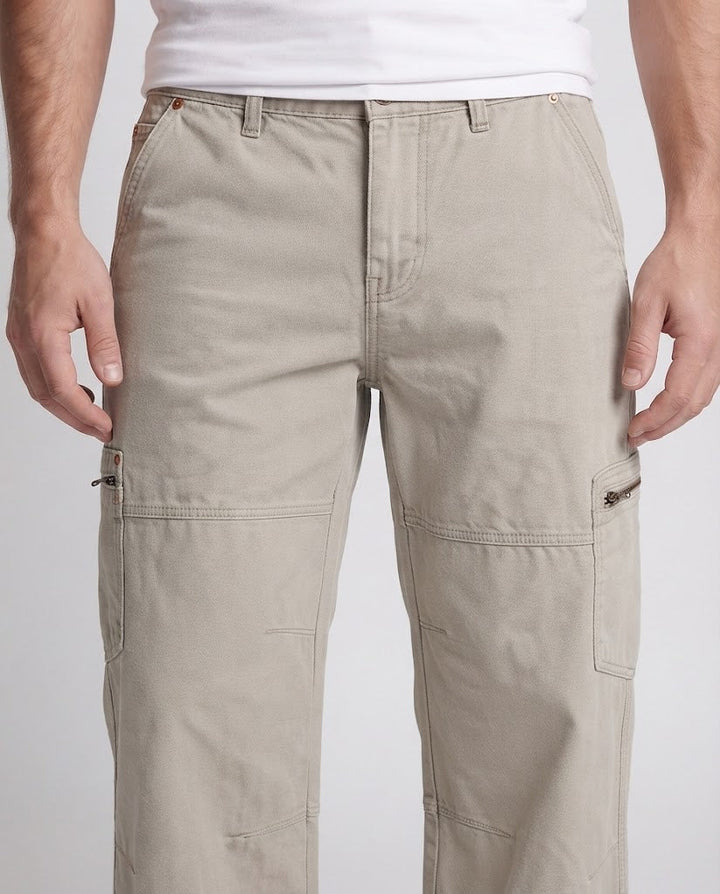Men's Extra Wide Canvas Cargo Pants in Baggy Workwear Style Amarae
