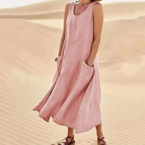 Amarae | Sleeveless linen dress with pockets for women