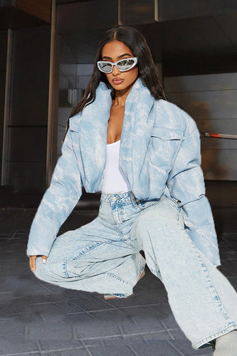 Amarae | Color block cropped quilted puffer jacket