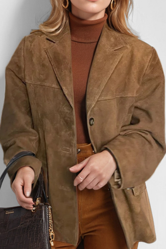 Amarae | Brown vintage jacket with flap pockets and buttons