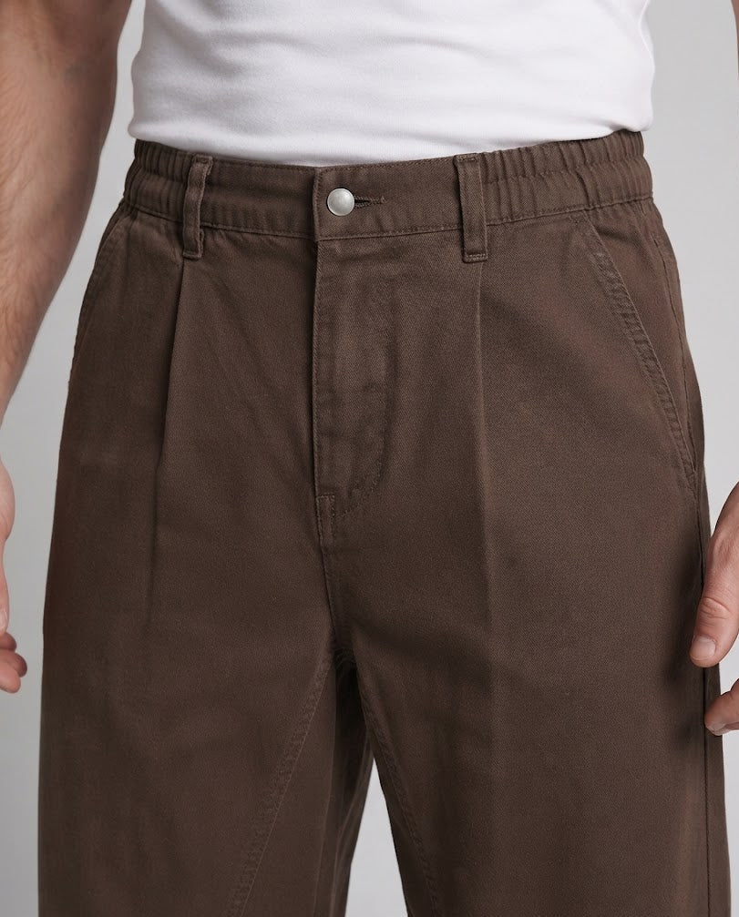 Men's Ultra-Wide Cotton Canvas Trousers in Palazzo Cut with Pleats Amarae