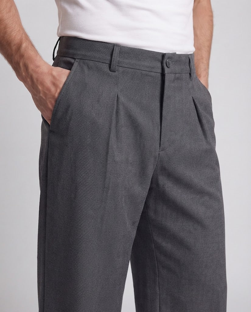 Men's wide wool trousers with pleats and extra wide leg Amarae