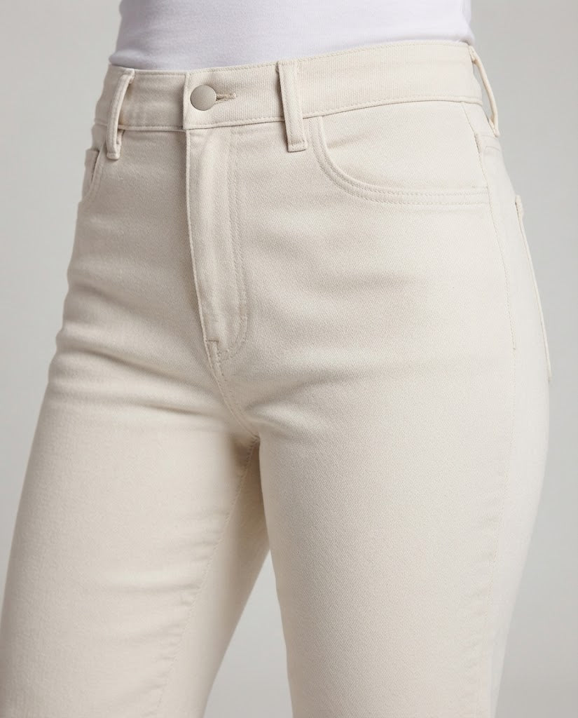 Women straight cut chino pants with high waist and slim crease Amarae
