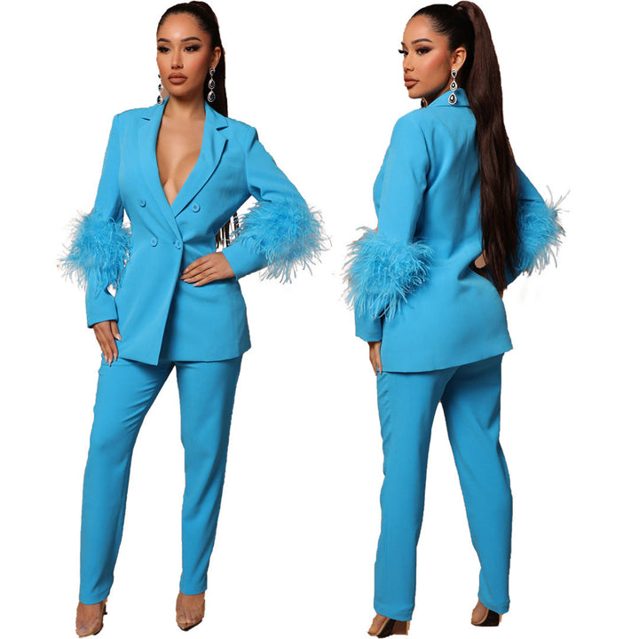 Amarae | Two-piece ostrich fur lapel for women