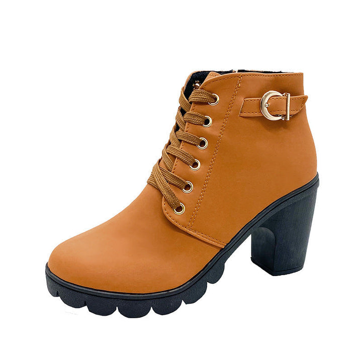 Lune London | Block heel ankle boots - Warm lined - Non-slip sole - Gold details