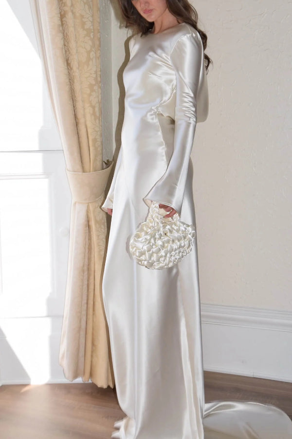 Lune London | Pearl Eden Satin Backless Cowl Neck Gown Maxi Dress