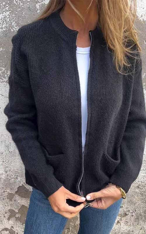 Lune London | Cardigan - Round neck & Zipper - Soft cotton