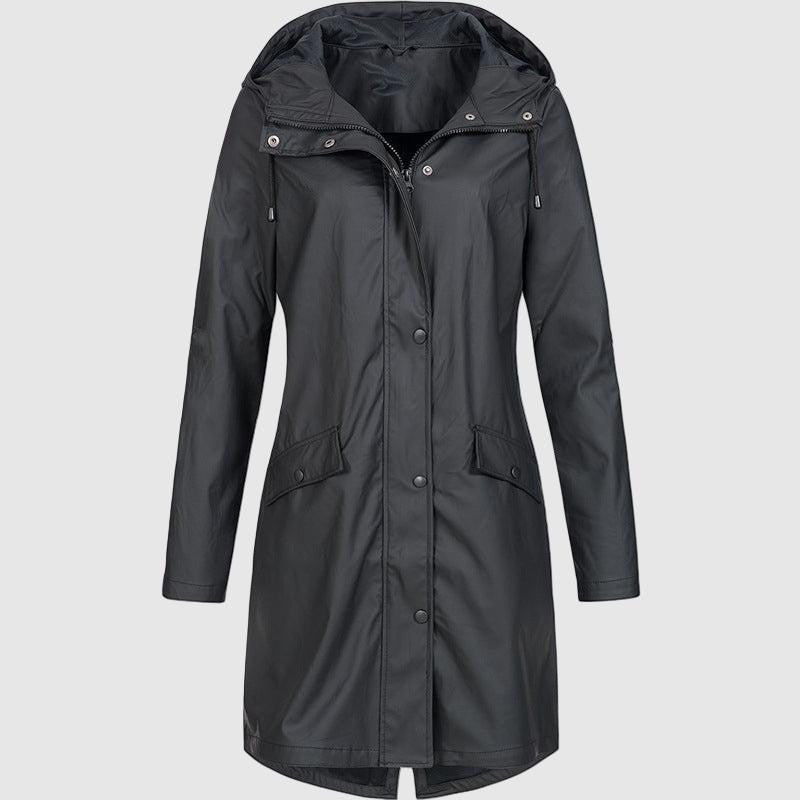 Amarae | Women's raincoat with hood and adjustable belt, waterproof