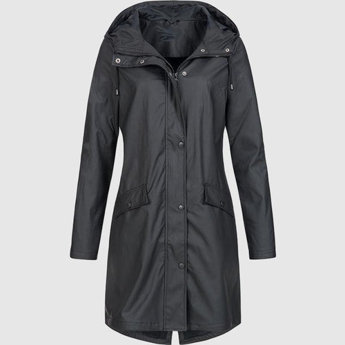 Amarae | Women's raincoat with hood and adjustable belt, waterproof