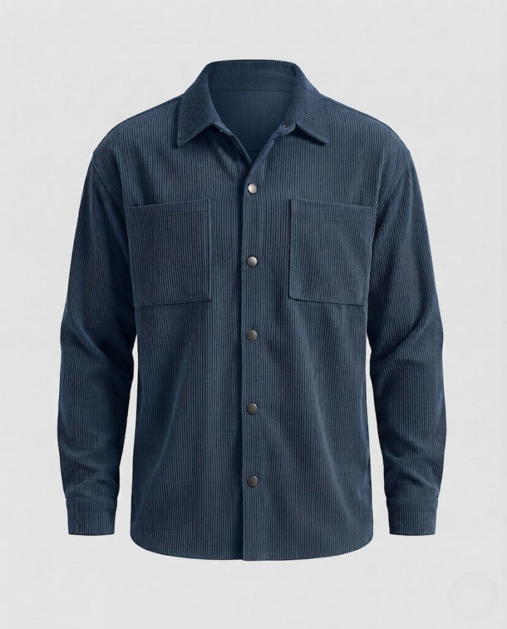 Men's cord overshirt with snap buttons, oversized fit and chest pockets Amarae
