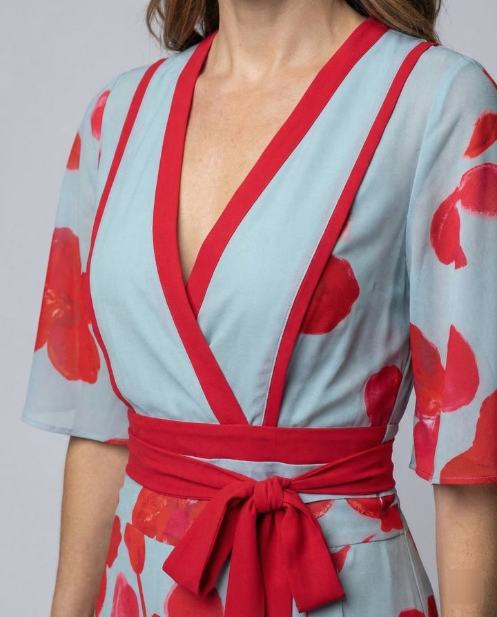 Women’s Elegant Robe Dress with Flowing Fit & V-Neck Design | Lune London