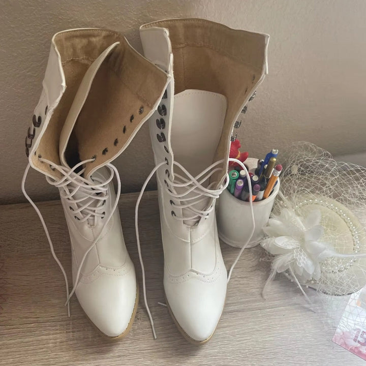 Chic Und Stil | Retro Knight Boots for Women Cosplay High Heels