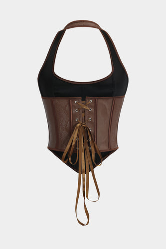 Amarae | Y2K Snake Leather Imitation Lace-up Corset Cami Top