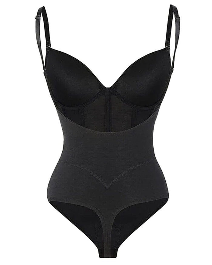 Lune London | Women's Belly Control Thong Sheer Mesh Corset Top Backless Bodysuit