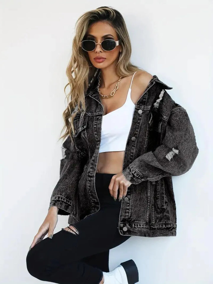 Chic and Style | Trendy oversized denim jacket for women