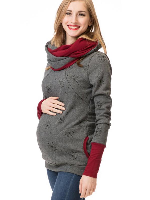 Chic Und Stil | Maternity Chaps Nurse Sweatshirts Floral Print Bags Zipper Nursing Clothing
