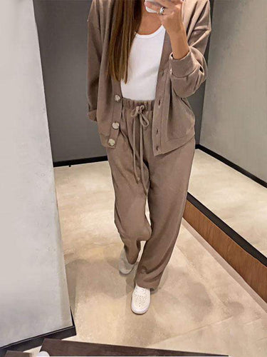 Amarae | Casual V-Neck Sweater and Pants Set