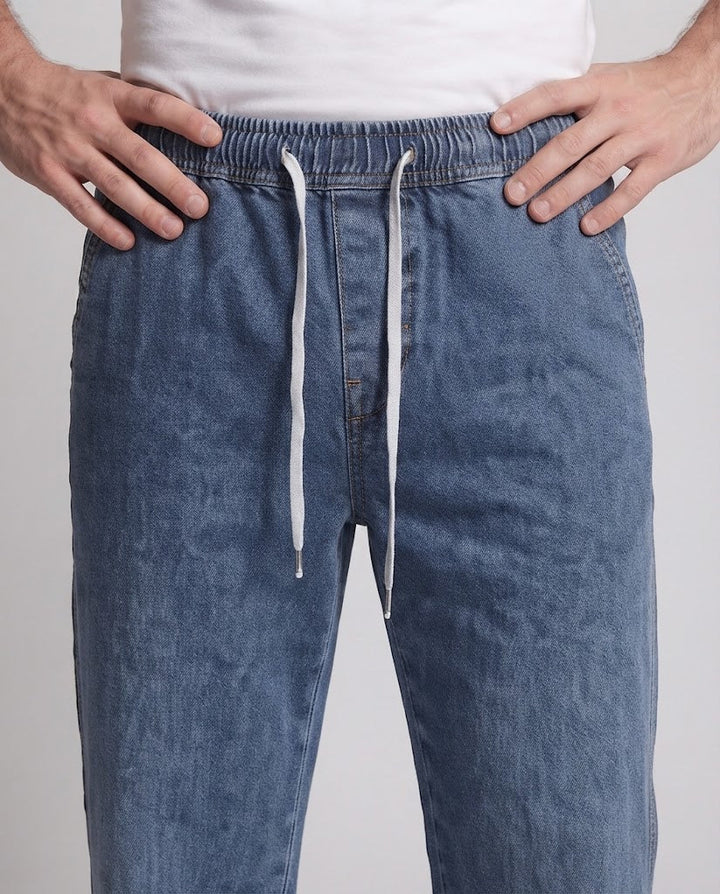 Men's Baggy Denim Jeans with low rise, wide palazzo leg and side decorative seam Amarae