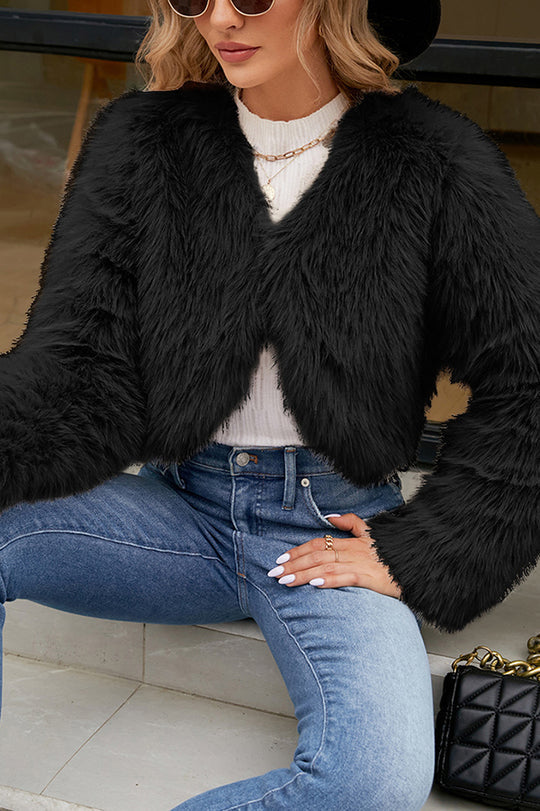Amarae | Long Sleeve Short Casual Faux Fur Jacket