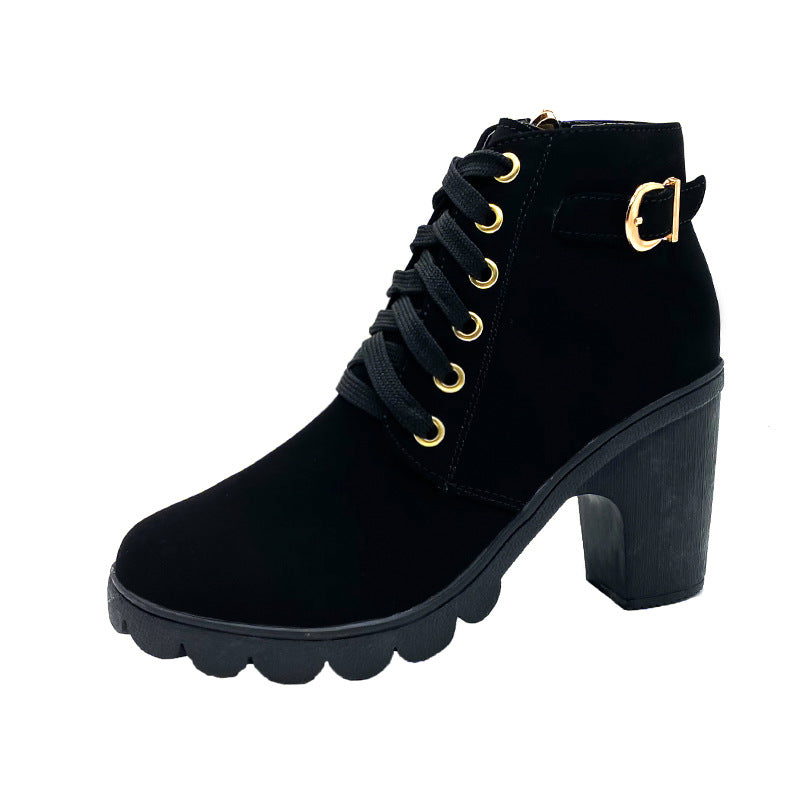 Lune London | Block heel ankle boots - Warm lined - Non-slip sole - Gold details