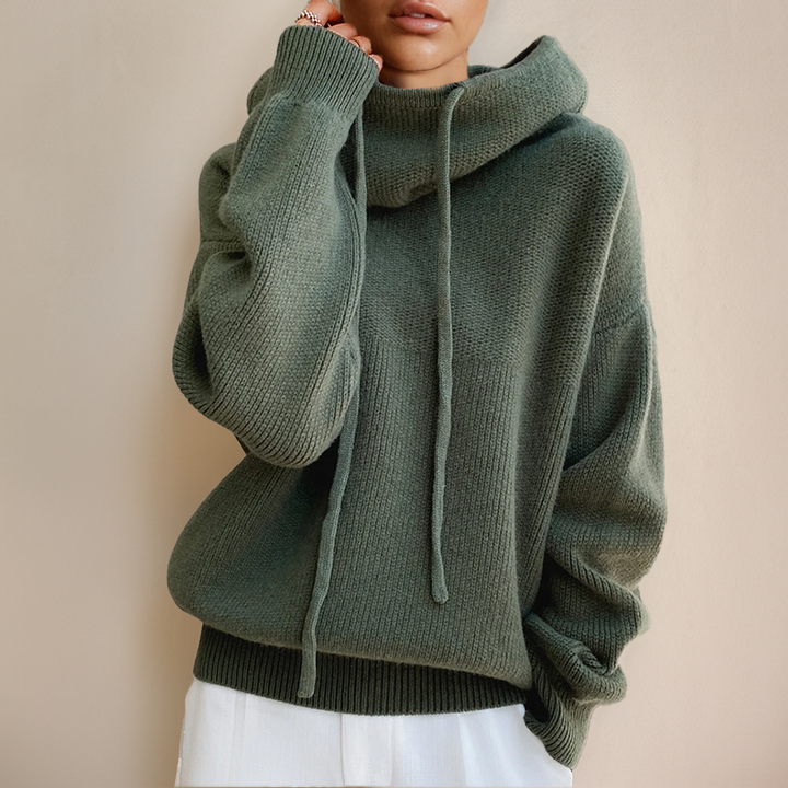 Amarae | Hoodie - Oversized women's pullover with stand-up collar