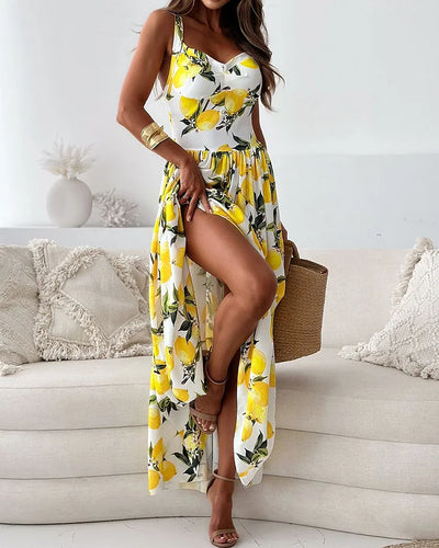 Amarae | Strap Dress with Lemon Print