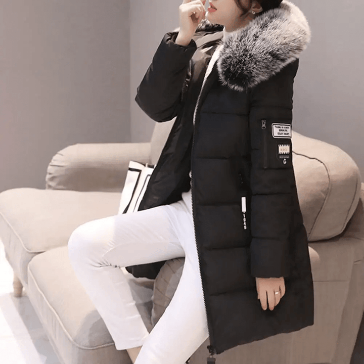 Women’s Cotton Winter Coat with Hood – Mid-Length & Warm | Amarae