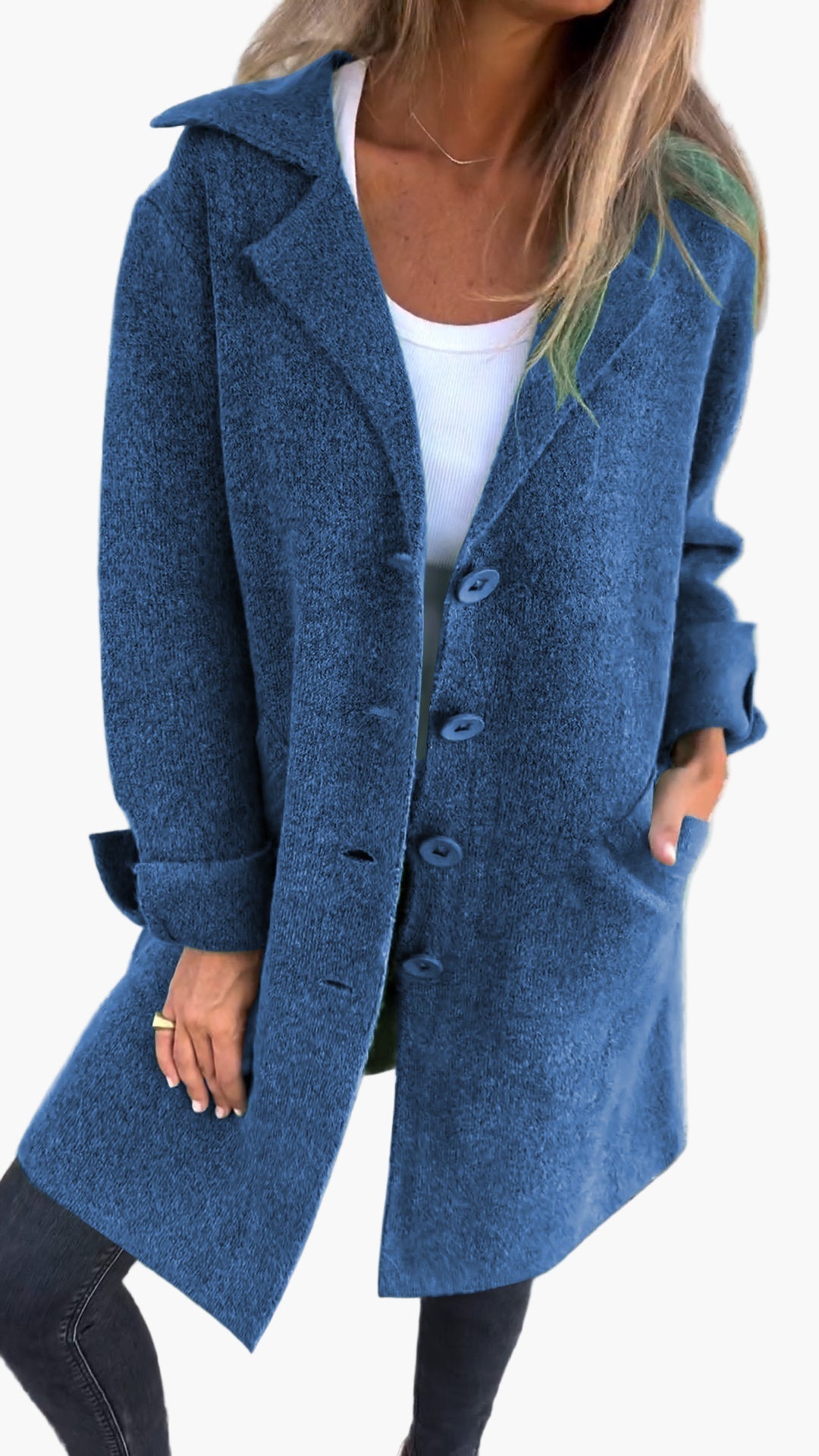 Amarae | Elegant Lapel Coat - Long trench coat for daily wear and the office