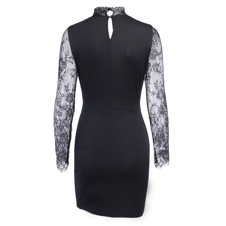 Lune London | Mini Dress with Lace Trim and High Collar