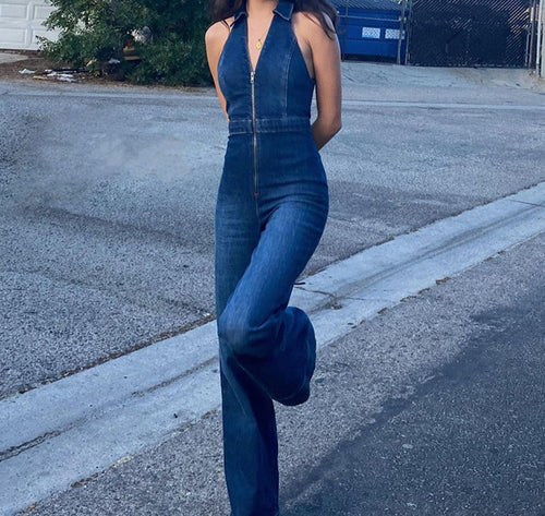 Amarae | Denim Overall with Halter Neck