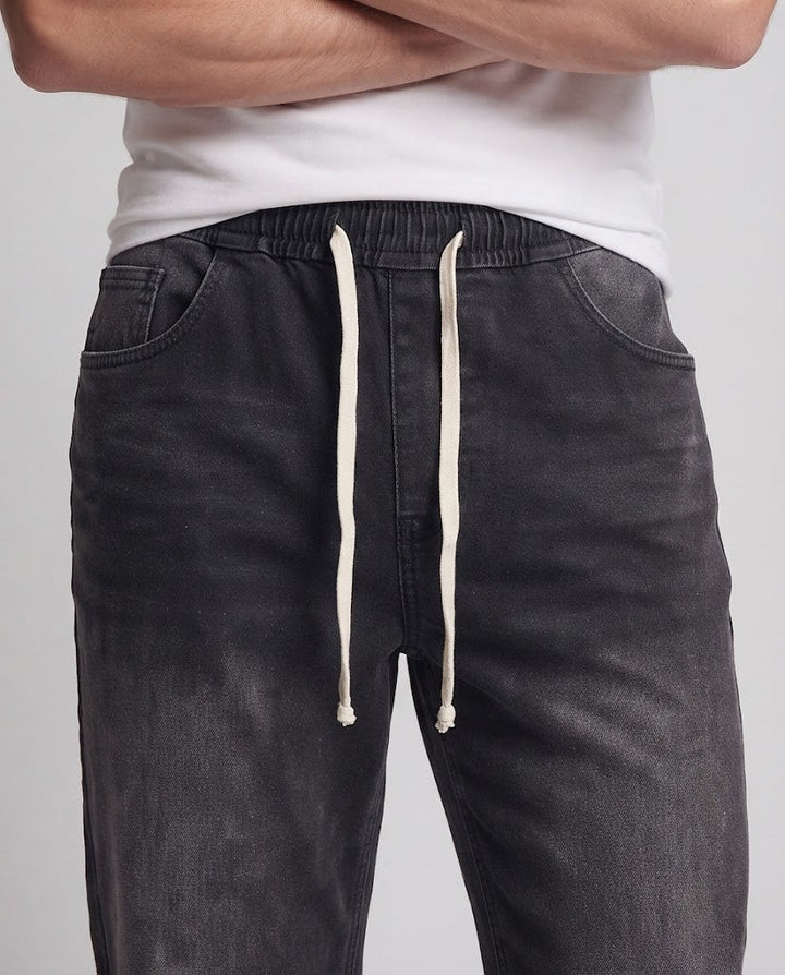 Men's Fashion Wide-Cut Denim Pants with Elastic Waistband Amarae